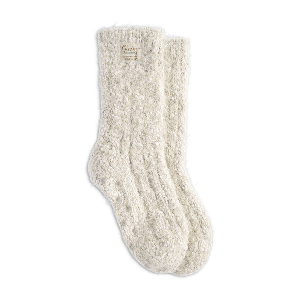 Cream Women's Fuzzy Giving Socks with Grippers - Giving Collection - Healthy Hides Skin Care